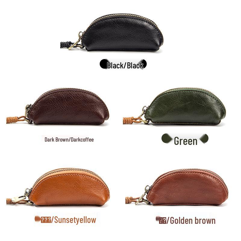 Cowhide Leather Drawstring Coin Purse: Women's Genuine Leather Key Pouch Lanyard