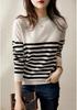 Code Division High Neck Striped Women's Sweater: Fashionable Autumn/Winter Long Sleeve Loose Fit Top