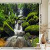Waterproof Shower Curtain Featuring Lush Tropical Rainforest Waterfall for a Serene and Natural Bathroom Atmosphere