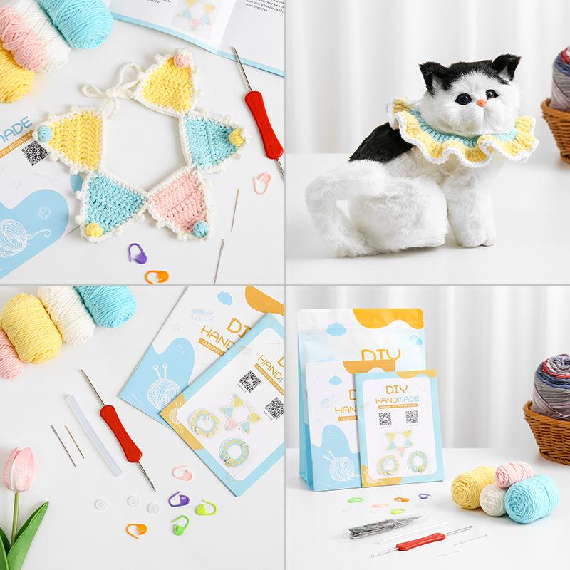 Macaron color pet collar cute cat decoration supplies puffs flower dog rabbit bib drooling towel