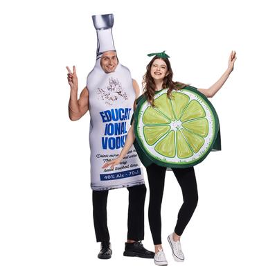 Vodka Bottle and Lime Couple's Tunic Costume Funny Halloween Adult Food Party Outfits