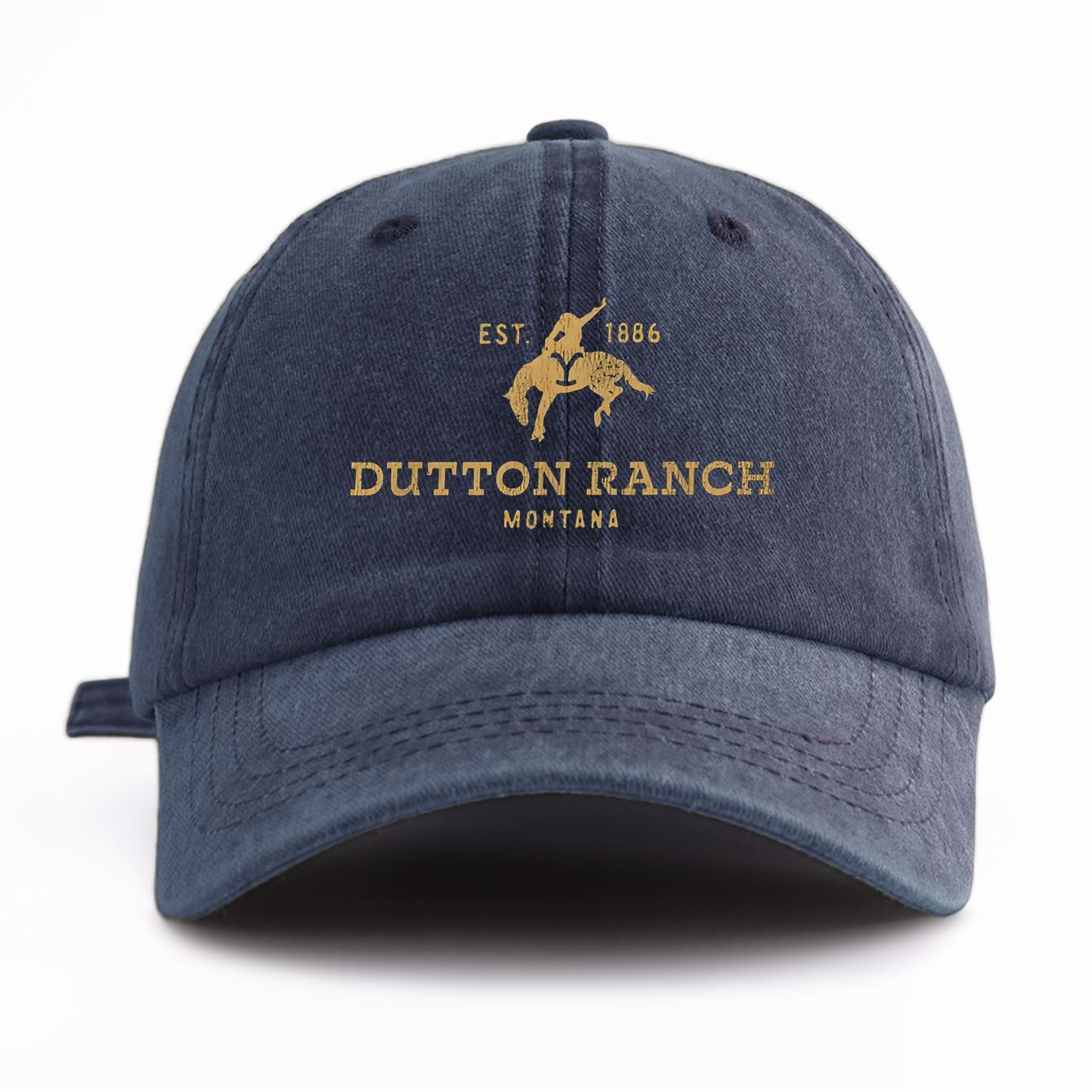 

1pc dutton ranch Print Washed Baseball Cap for Adults, Minimalist Retro Style Casual Soft Adjustable Dad Hat, Perfect As Gift темно-синього кольору