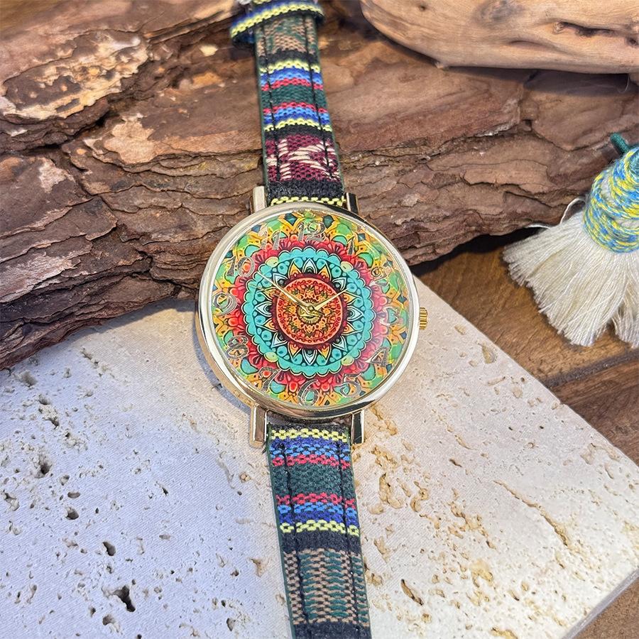 Creative Watch Colored Wind Canvas Strap Vintage Ethnic Wind Ladies Quartz Watch Bosimi Wind Watch