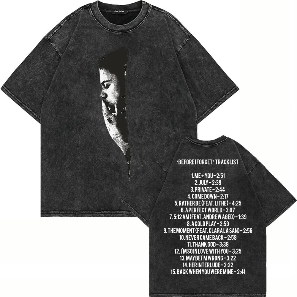 T-shirt Mode Été Lavé The Kid LAROI Before I Forget Manches Courtes Col Rond Yk T-shirt Vêtements Unisexe Nouveauté Hauts T-shirts