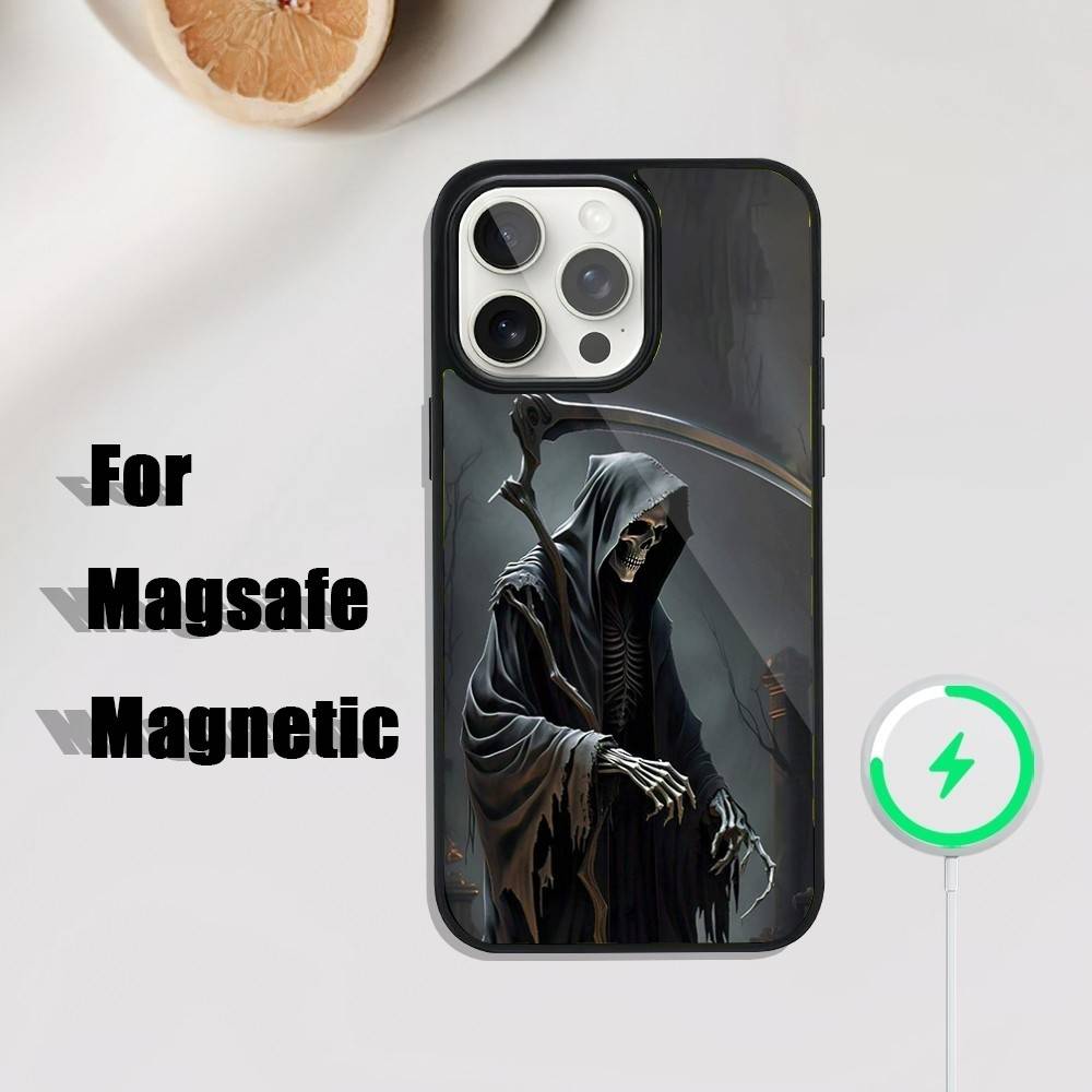 

Santa Muerte Phone Case For iPhone 17,16,15,14,13,12,11,Pro,Max,Plus,Mini,SE4,E Magnetic Magsafe Wireless Charging iPhone17