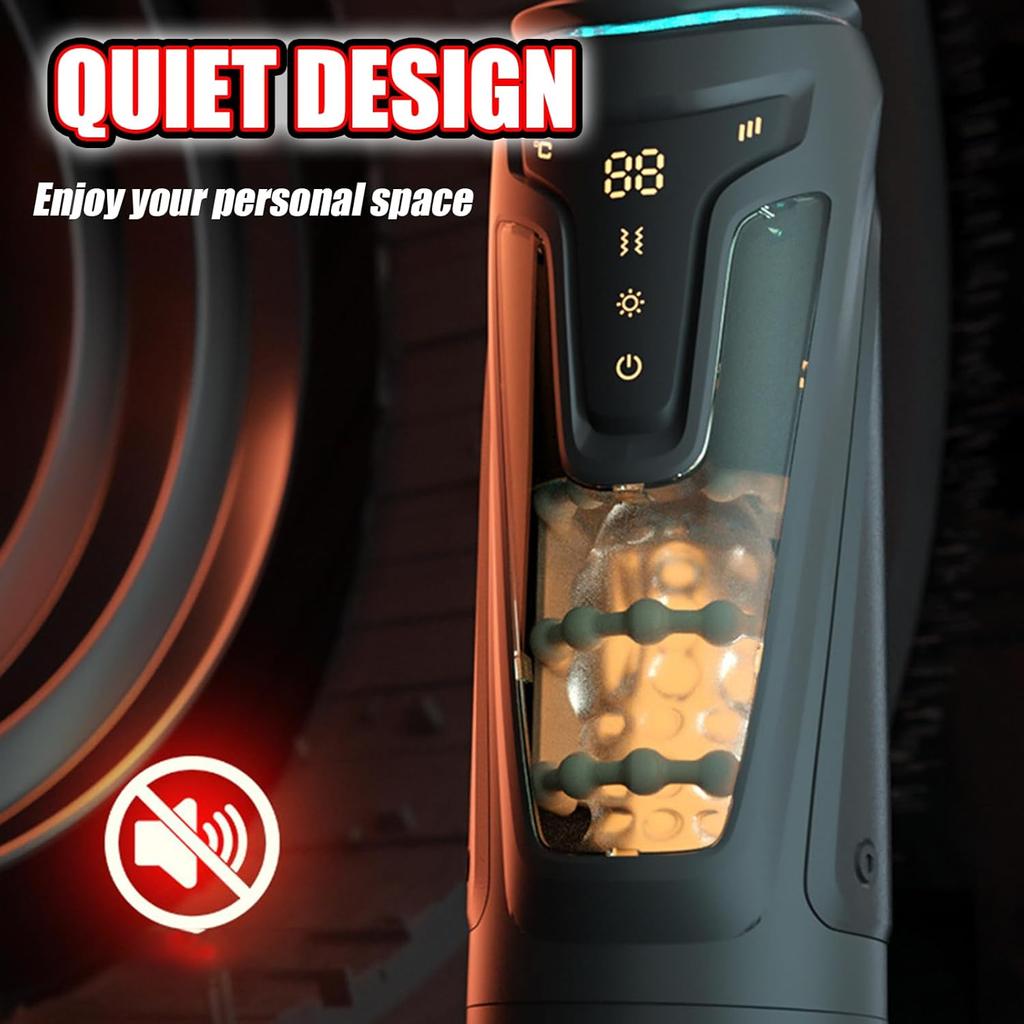 3 In 1 Hands-Free Male Masturbator with 9 Vibration Modes, 8 Insertion Modes and Heated 3D Textured Tunnel Adult Toys and Games
