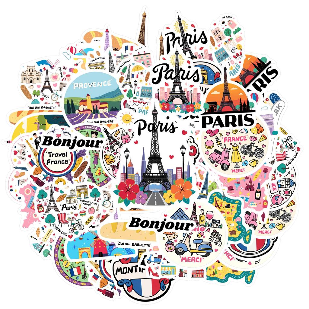 35pcs-50pcs Cute France Stickers Vintage  Stationery Stickers Teacher Reward Stickers For Guitar Laptop Helmet DIY