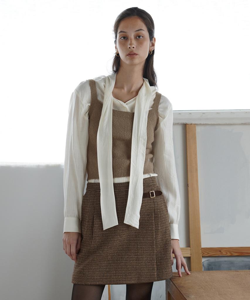 Otte Alia Alpaca Check Skirts_Brown
