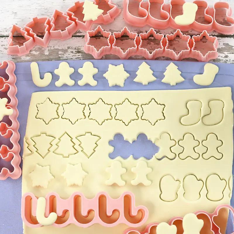 Mini-Weihnachtsausstecher, Stempel, Weihnachtsbaum, Lebkuchenmann-Muster, Keksprägeform, Kuchen-Fondant, Backen, Dekorationswerkzeug