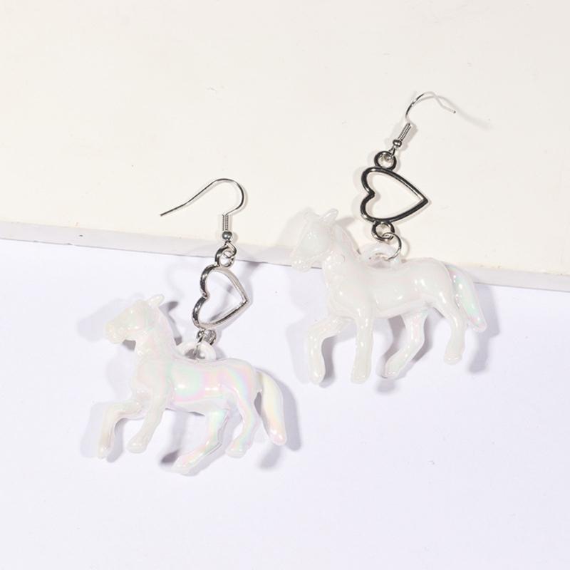 Acrylic Unicorns Earrings Adorable Ponies Heart Charm Ear Rings Unique Earwear Accessories for Fashionable Women