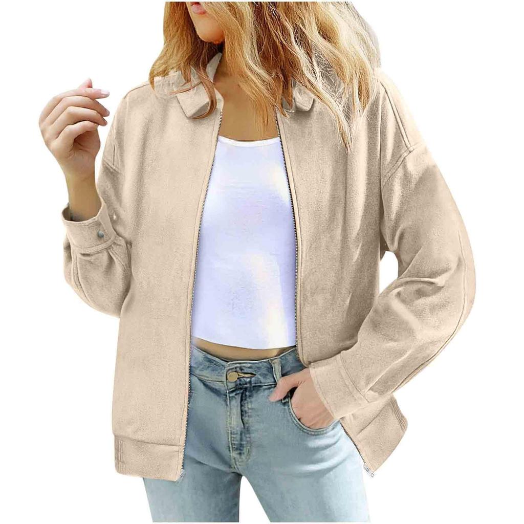Women's Vintage Faux Suede Trench Coat Casual  Fall Winter Business Casual Lapel Jacket Outerwear With Pockets