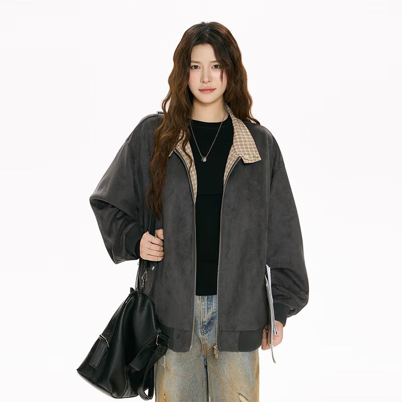 

TOM ADAM Men s Simple Solid Stand-Collar Loose Jacket 3XL