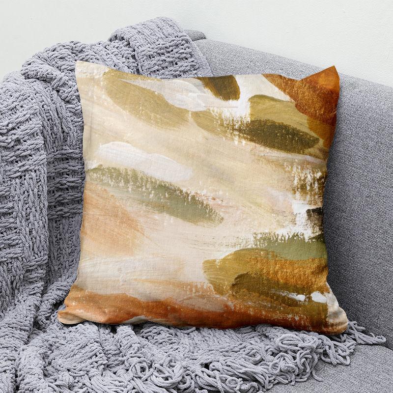 

Niche Earth Color Simple Pillow B&B Sofa Back Cushion High-end Pillow Cover Double-sided Printing Flannel 45x45cm double-sided [without pillow core]