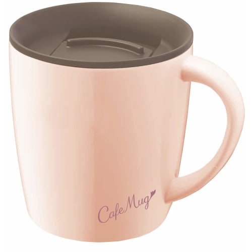 Asvel Insulated Mug MG-T240, 240ml, Pearl Pink, 12.3cm W X 9.3cm D X 10.3cm H, with Lid