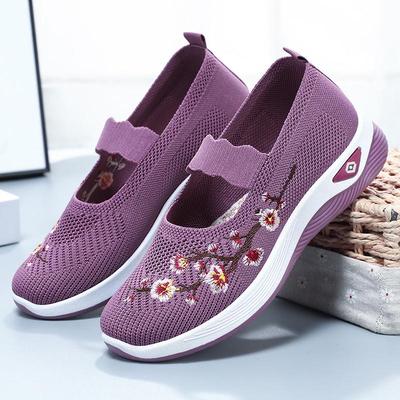 Women's Autumn Embroidered Slip-On Shoes - Soft Sole, Low-Cut, Casual Comfort