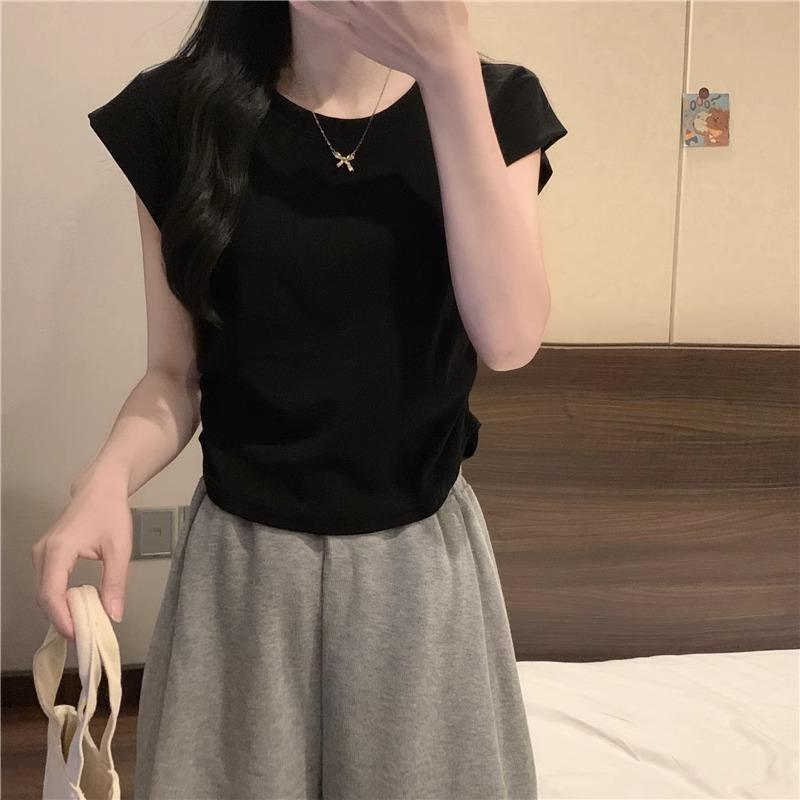 Sommer Lässig Lockeres T-Shirt Damen Streetwear Harajuku einfarbig Allround-Passform Kurzarm T-Shirts für Damen Y2k Oberteile Vintage-Kleidung