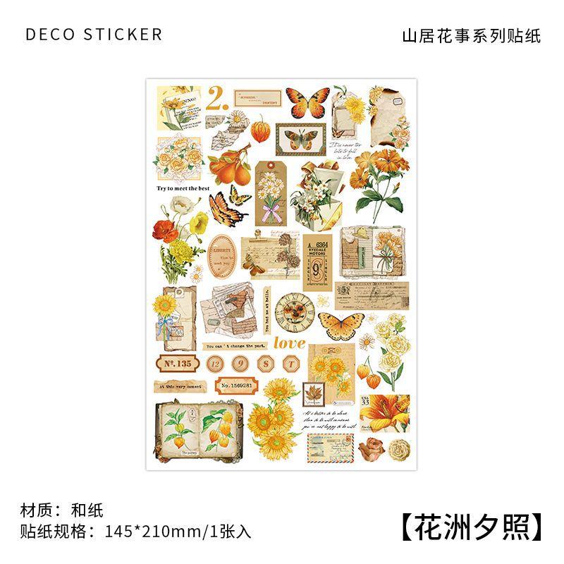 Vintage Butterfly Floral Washi Paper Stickers For Hand Account Scrapbooking Decoration