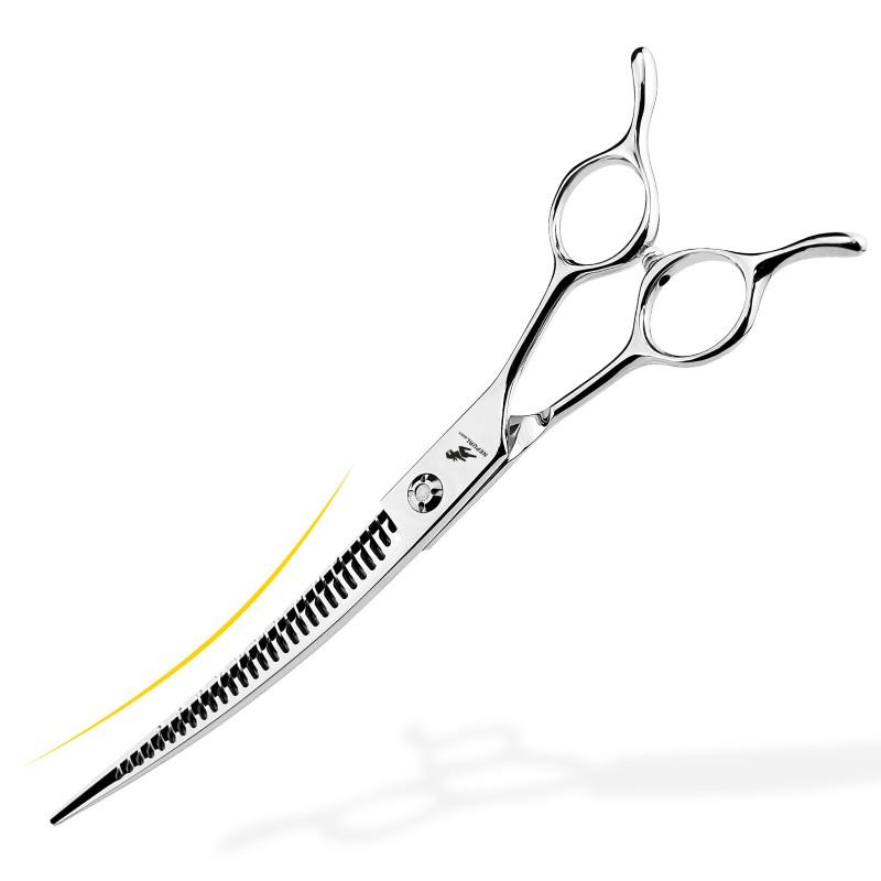 7.5 Inch Curved Pet Grooming Thinning Shears With Natural Teeth Professional Dog Cat Hair Trimming Layering