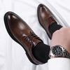 Leather Shoes Men's Business Dress Korean Version of Trend British Men's Leather Casual Spring Brown Soft Sole Heightening Men's Shoes