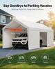 VEVOR Carport, 12 X 20 FT Outdoor Car Canopy, Potable Carport with Removable Sidewalls & Door, Heavy Duty Car Shelter