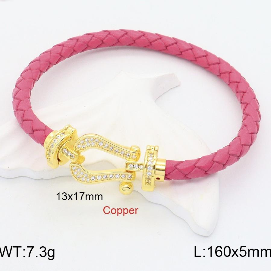 

Horseshoe Buckle Red Rope Fred Leather Rope Bracelet Men and Women 18k Gold Slightly Inlaid with Diamonds Natal Year Couple Hand Rope 2026 16CM+1CM розы красного