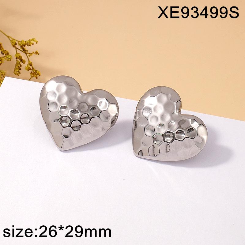 Gold Plated Geometric Heart Stud Earrings for Women - Titanium Steel, Light Luxury Ear Jewelry