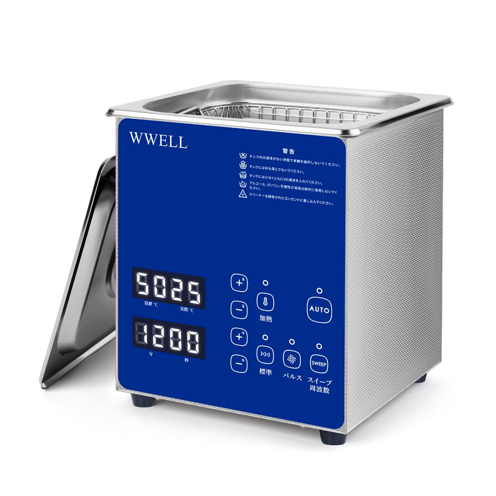 

WWELL Ultrasonic Cleaner 2L Commercial Grade Tabletop 28/40kHz Sweep Frequency Automatic Touch Panel Heating Vacuum Japanese Manual