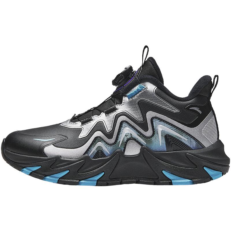 Anta Childrens Summit Thickened Warm Non-Slip Durable Low-Top Casual Shoes Kids Casual Shoes Black Silver 312446917N-1