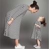 Charming Parent-child Dress Clothes Set Featuring Striped Half Sleeve Baby Girl Dress