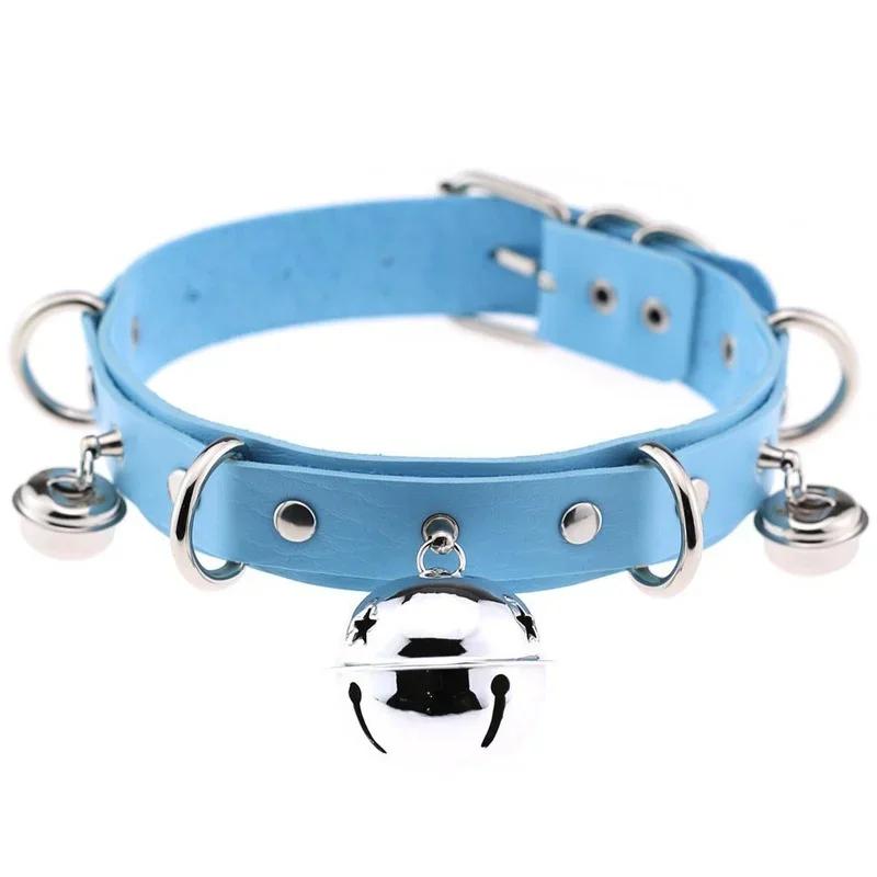 Sexy Punk Gothic PU Leder Halsband Metall Link Kette Glocke Halskette Frauen Schwarz Halsband Kragen Cosplay Schmuck Harajuku Zubehör