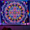 Hanging Wall Tapestry Colorful Uv Reactive Blacklight Mushroom Background Wall Cloth With Installation Accessories