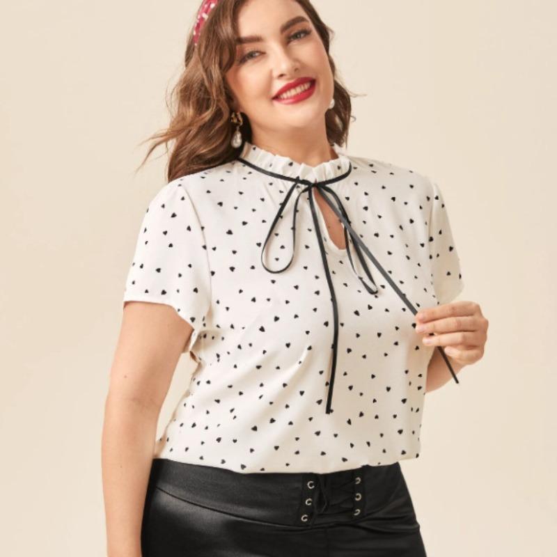 

BITCED Весенне-летняя женская свободная модная рубашка большого размера с коротким рукавом 4XL белый