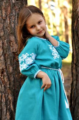 Children's Linen Dress-vyshyvanka with Embroidery, Ukrainian Dress Embroidered Cloth Vyshyvanka, Embroidered Dress, Clothes with Embroidery