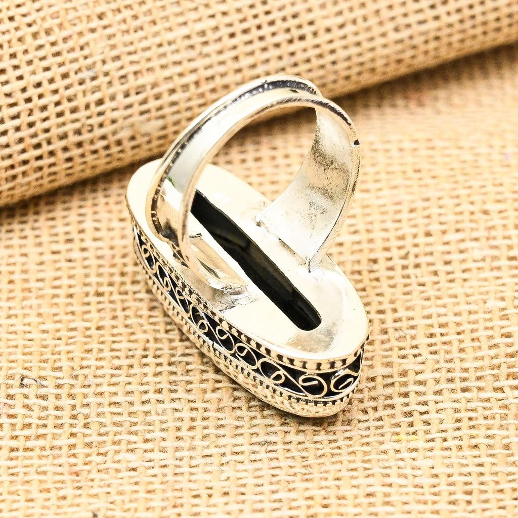 Black Spinel Gemstone Handmade 925 Sterling Silver Ring Jewelry For Engagement Gift