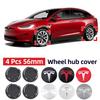 Car Sticker Tesla 4piece 56mm Wheel Hub Center Caps For Tesla Model 3 Model Y Badge Cover Hubcaps for Tesla Model Y X S 2023 Car