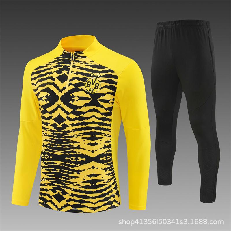 Juventus/Dortmund/Bayern Long-Sleeved Half-Zip Suits, Training Uniforms, Warm-Up Appearances, Soccer Uniforms, Adults And Children