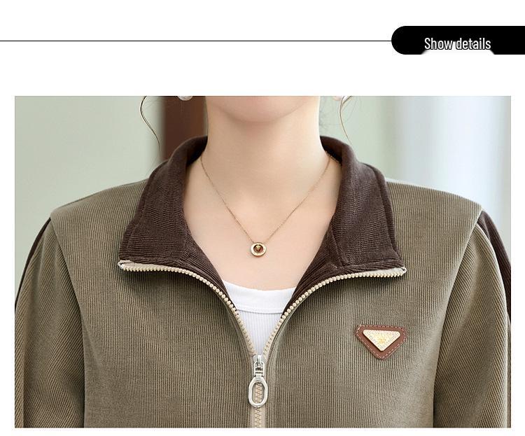 Spring Autumn 2025 Fashionable Two-Piece Sports Suit for Middle-Aged Women