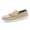 Fashion Men Flat Loafers 2025 Frosted Suede Flat Tassel Comfortable Non Slip Fashion Loafers Lightweight Trendy Outdoor Casual Shoes