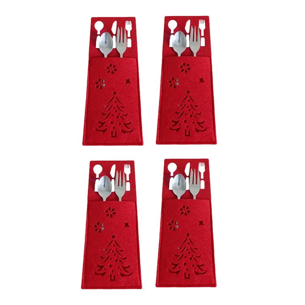 

Supplies Xmas Tree Santa Claus Cutlery Pocket Cutlery Bag Table Decorations Christmas Knife Fork Holder Tableware Organizer