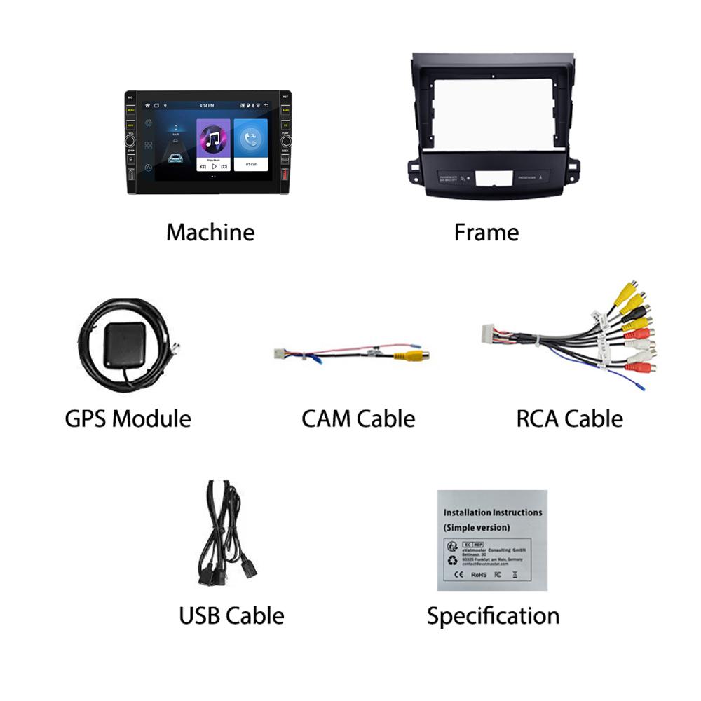 8-calowy radio samochodowe z Androidem multimedialny odtwarzacz wideo dla Mitsubishi Outlander 2005-2011 z pokrętłem WiFi BT 2 Din 1 + 32 GB