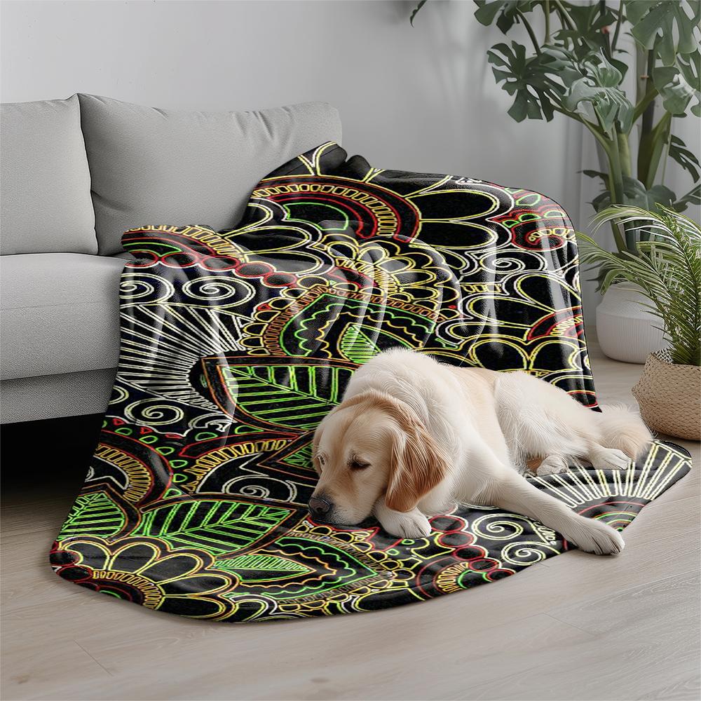 Colorful Ethnic Pattern Microfiber Flannel Cover Blanket Bedroom Living Room Sofa Soft And Comfortable Home Decoration