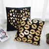 Golden Love Leaves Bronzing Cushion Decorative Pillow Black And White Velvet Pillowcase Home Decor Sofa Throw Pillows 17*17Inch