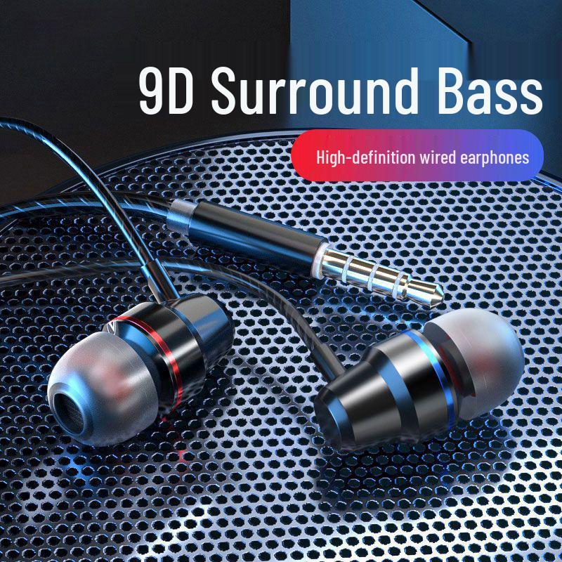 In-Ear Wired Earphones with Heavy Bass and High-Quality Subwoofer, Compatible with Round and Flat Hole Devices
