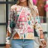 Women's Casual Fashion Long-Sleeve Single-Breasted Christmas Print Jacket