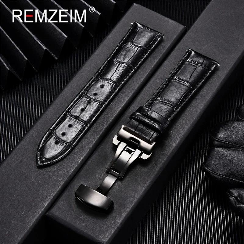 

Кожаный ремешок для часов с бамбуковым узлом для мужчин 18/20/22/24 мм Универсальный ремешок для наручных часов Застежка-бабочка Запасной ремешок для часов 22mm