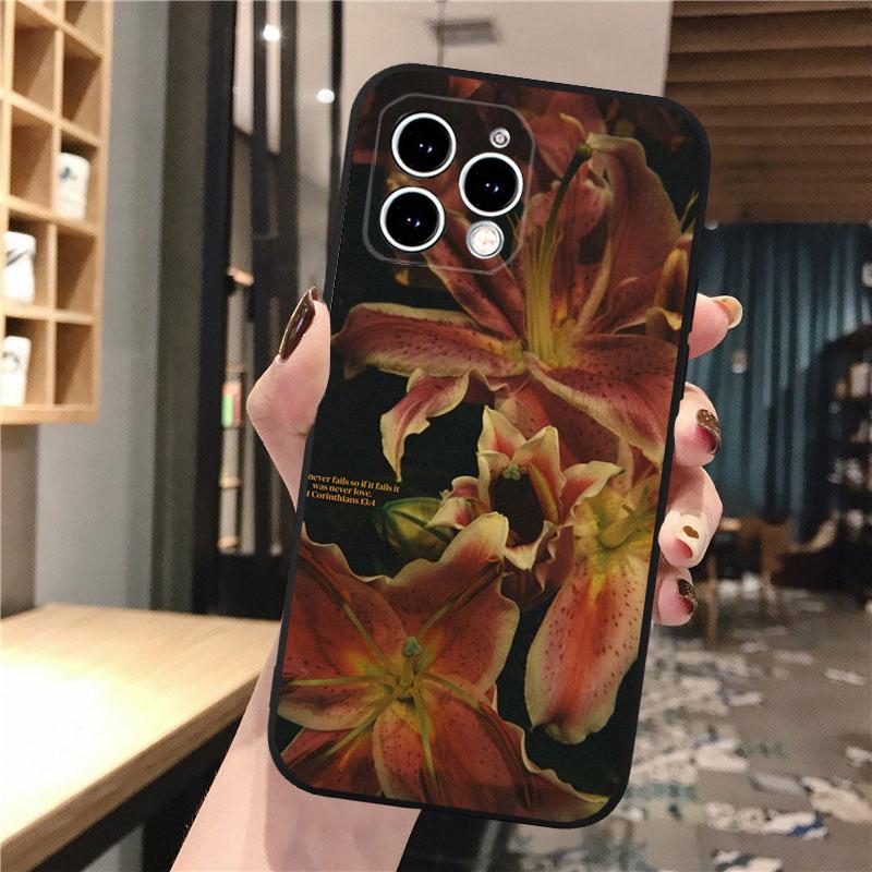 

Flower Lily Phone Case For iPhone 17 Pro Max Air 16 15 14 13 Pro Max 15 16 Pro 15Plus Silicone Cover iphone 15Plus