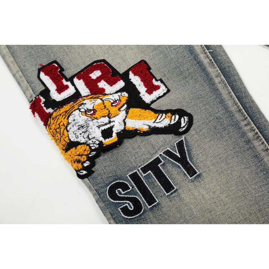 M15 Amiri Herren- und Damen-Jeans im amerikanischen Stil mit Stoffflicken, Löchern, Stickereien, lässige und modische High-Street-Hosen