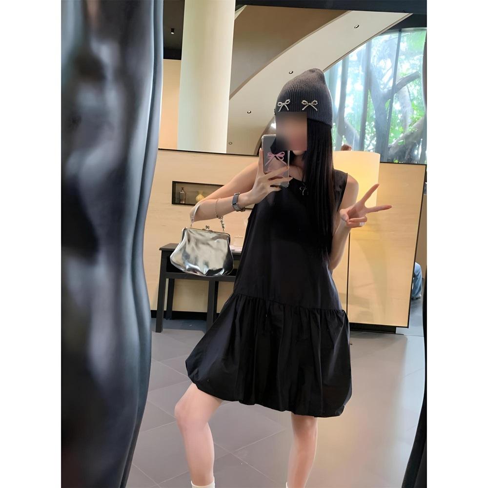 

Белое платье-жилет без рукавов, маленькое, свободное, с юбкой-бутоном, женское, летнее, с нежным ветреным темпераментом XL- (recommended 110-60kg) чёрный