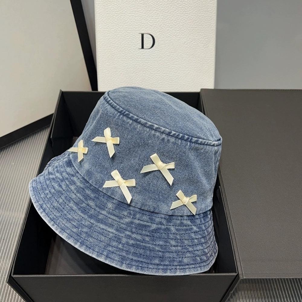 

Trendy Bow Knot Hat Sweet Fisherman Cap New Bucket Hat Women