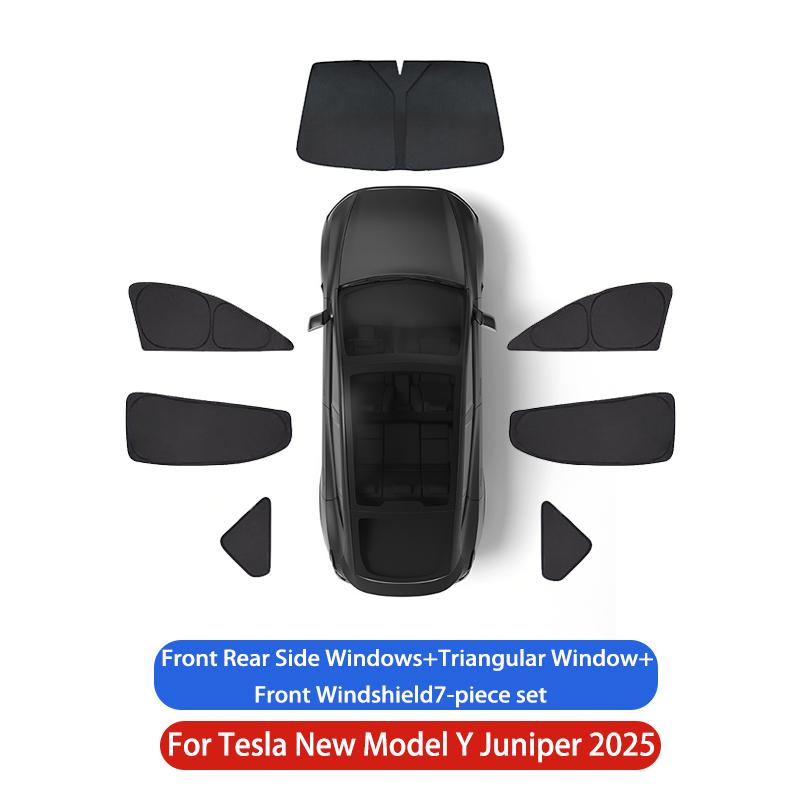 For Tesla ModelY Juniper2025 Sun Shade Front Rear Side Window Sunshade Windshield Sun Visor Outdoor Camping Interior Accessories